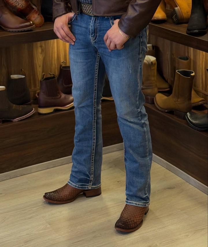 Hand-woven Laser-finished Cowhide Leather Cowboy boots