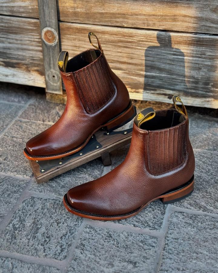 Original Deer Leather Cowboy Ankle Boots