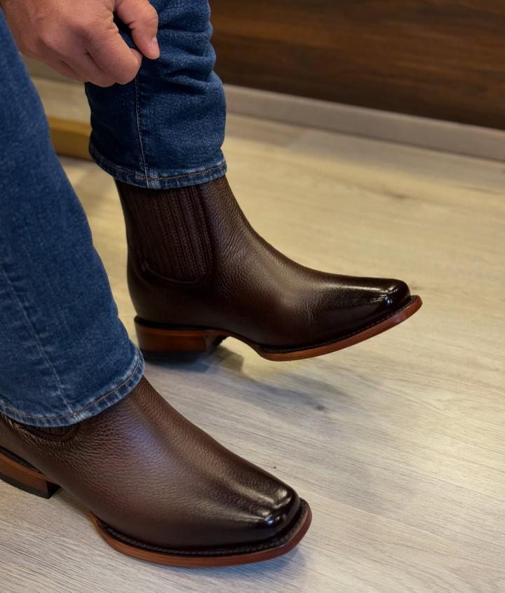 Original Deer Leather Cowboy Ankle Boots