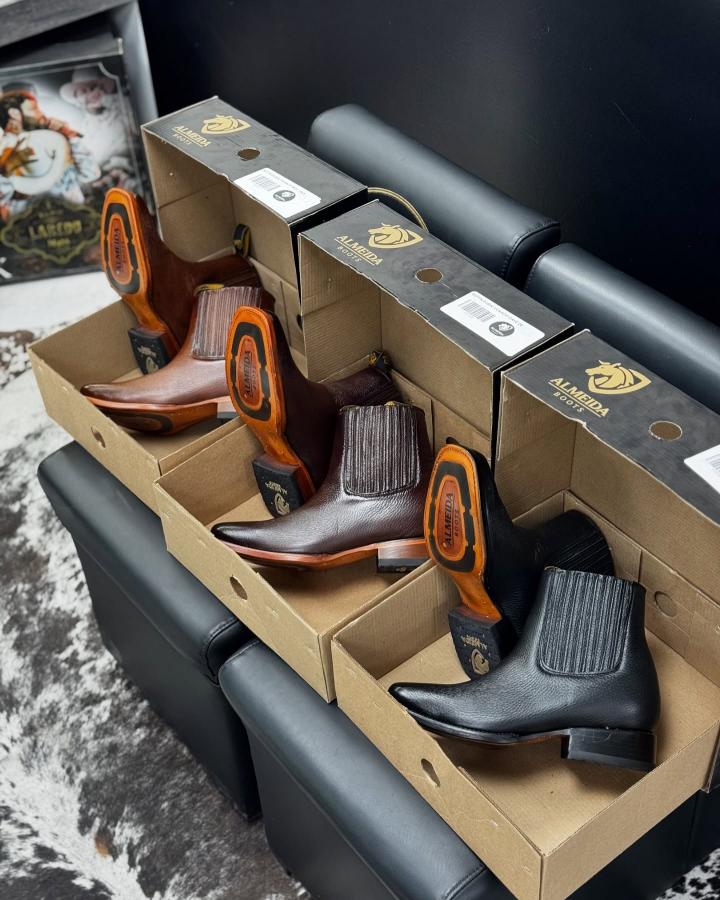 Original Deer Leather Cowboy Ankle Boots