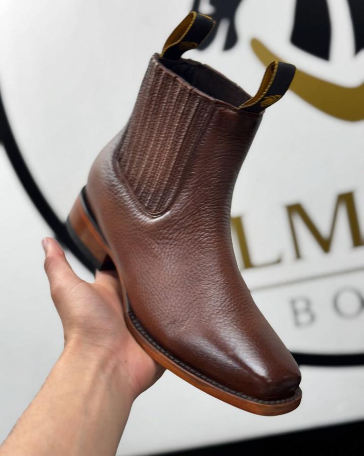 Original Deer Leather Cowboy Ankle Boots