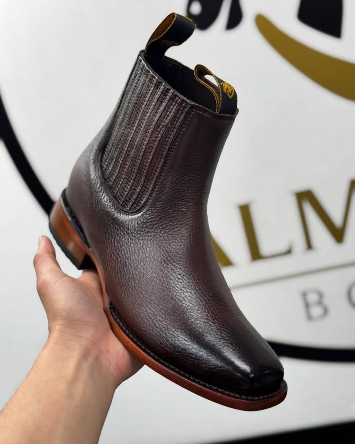 Original Deer Leather Cowboy Ankle Boots