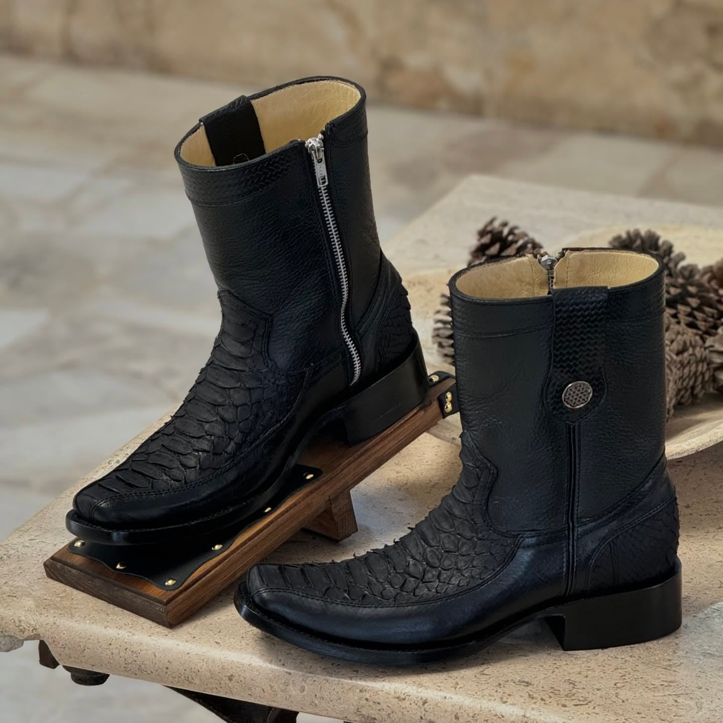 Original Python Leather Western Cowboy Boots