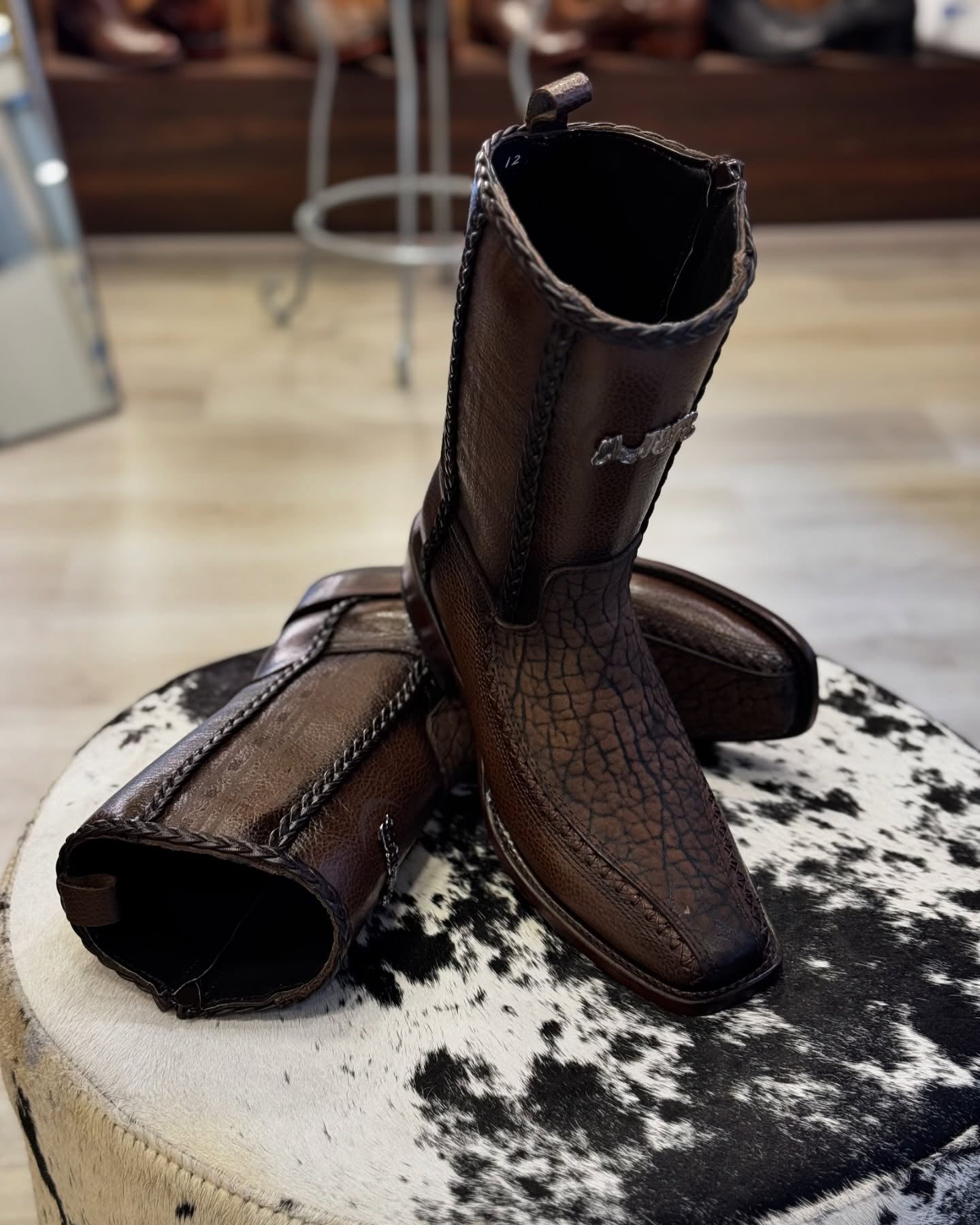 Original Bull Neck Leather Cowboy Boots