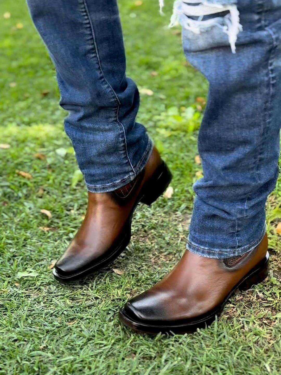 Denim Ankle Western Cowboy Boots