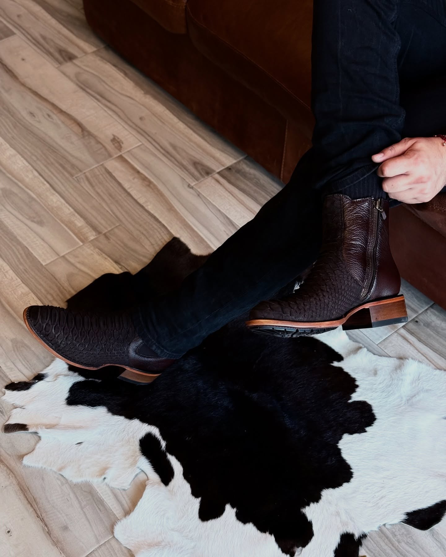 Brown Python Western Cowboy Boots