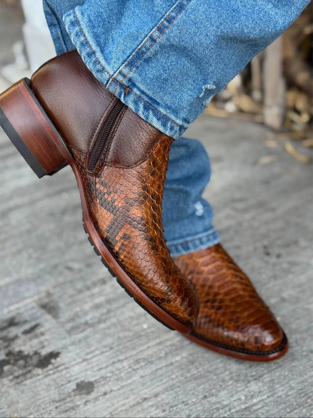 Python Ankle Western Cowboy Boots