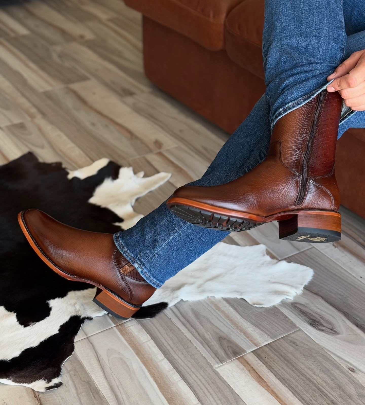 Original New Model Deer Leather Cowboy Boots
