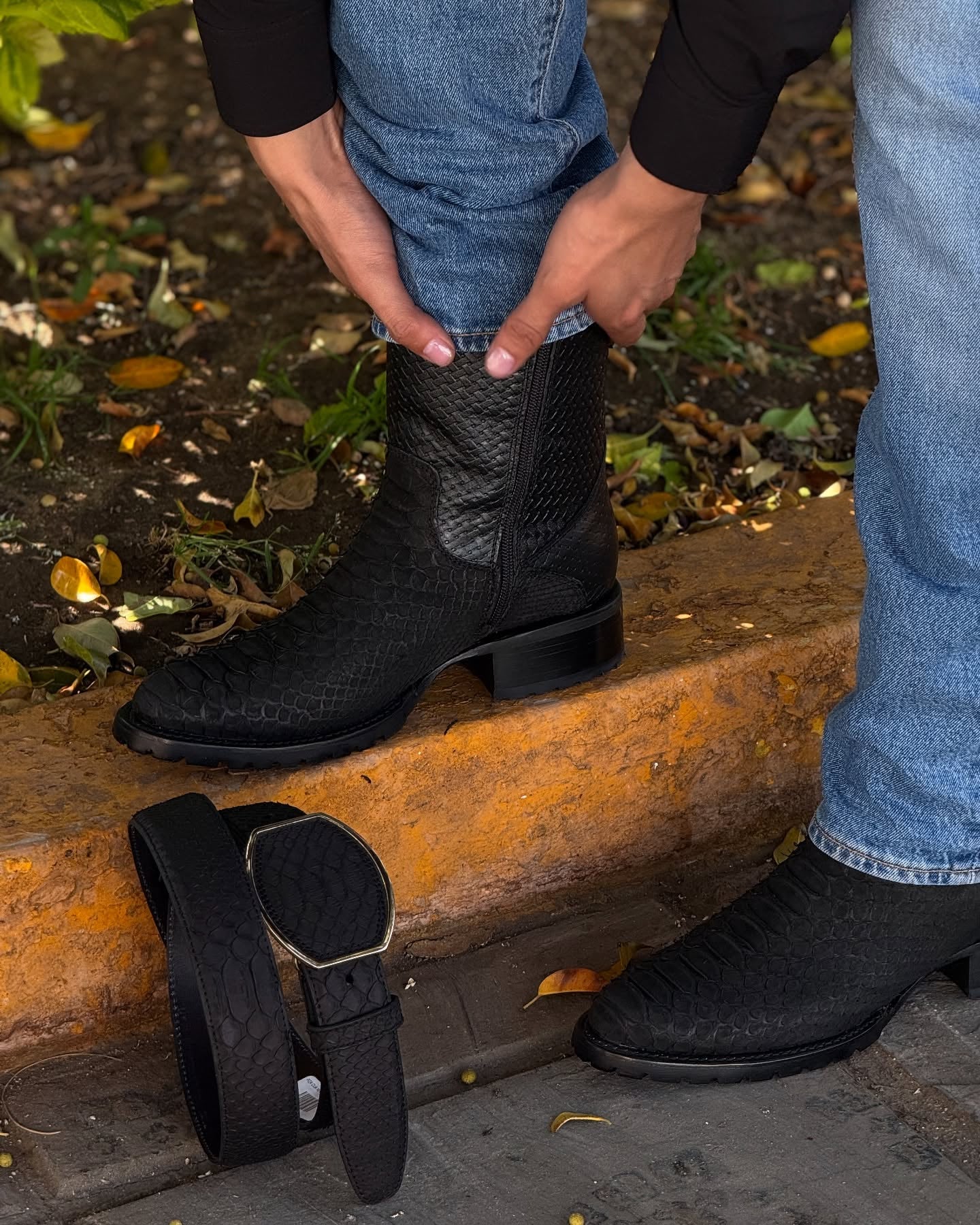 Original Python Leather Shiny Tobacco Cowboy Boots