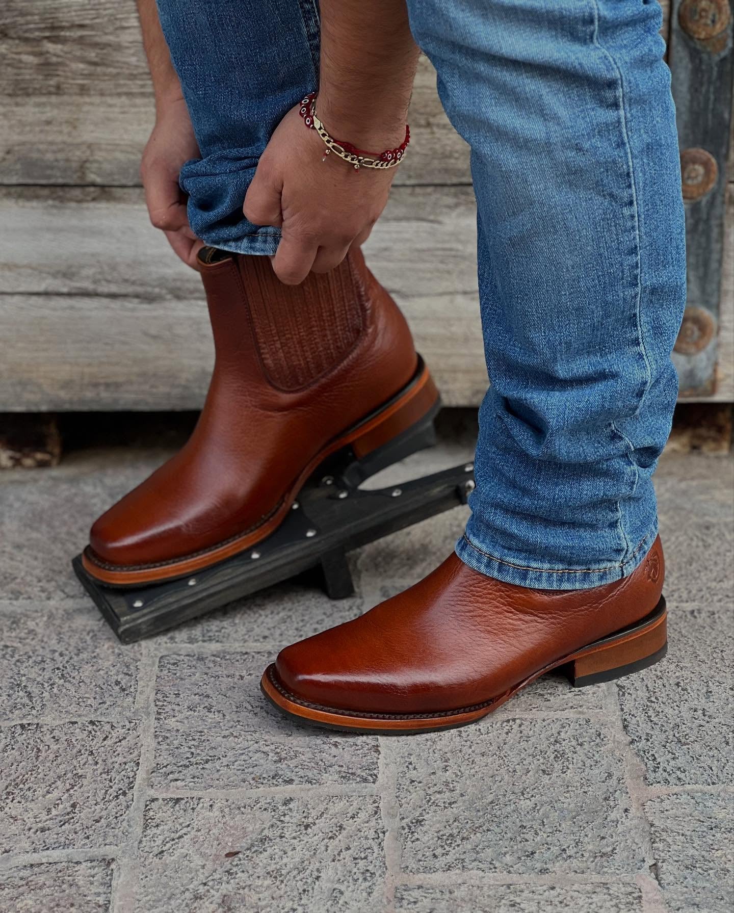 Original Deer Leather Cowboy Ankle Boots