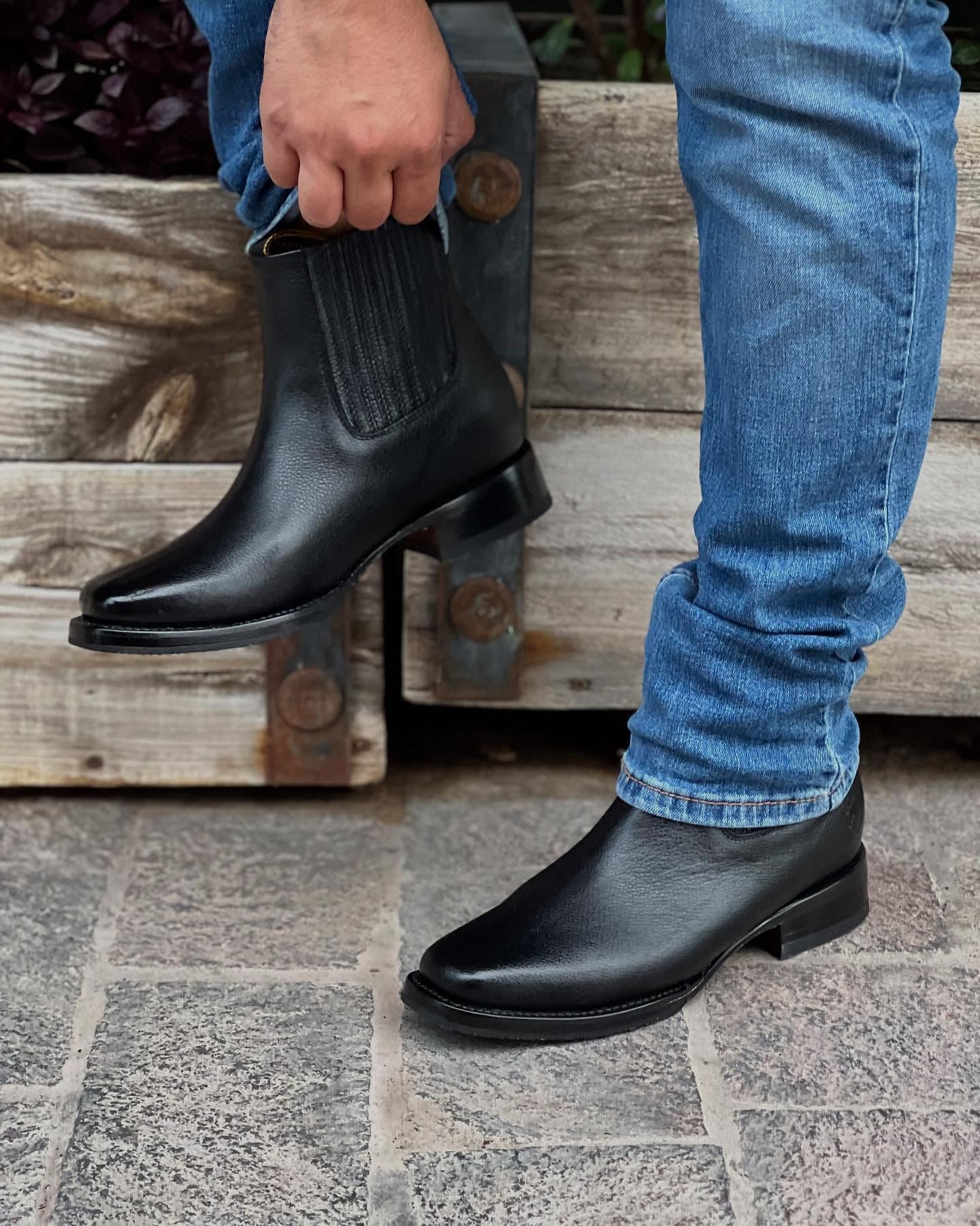 Original Deer Leather Cowboy Ankle Boots