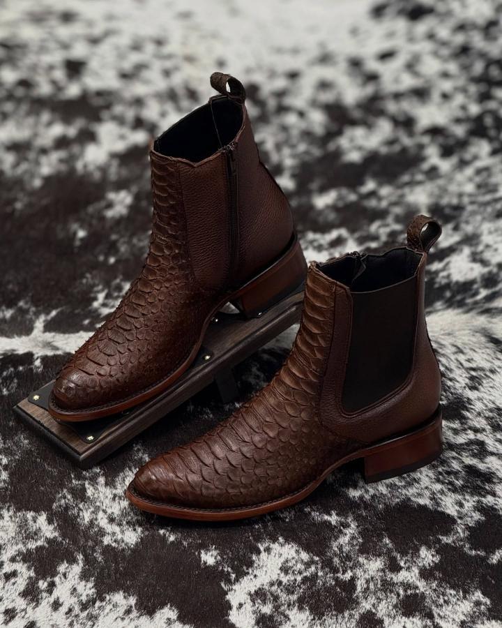 Python Glossy Western Cowboy Boots