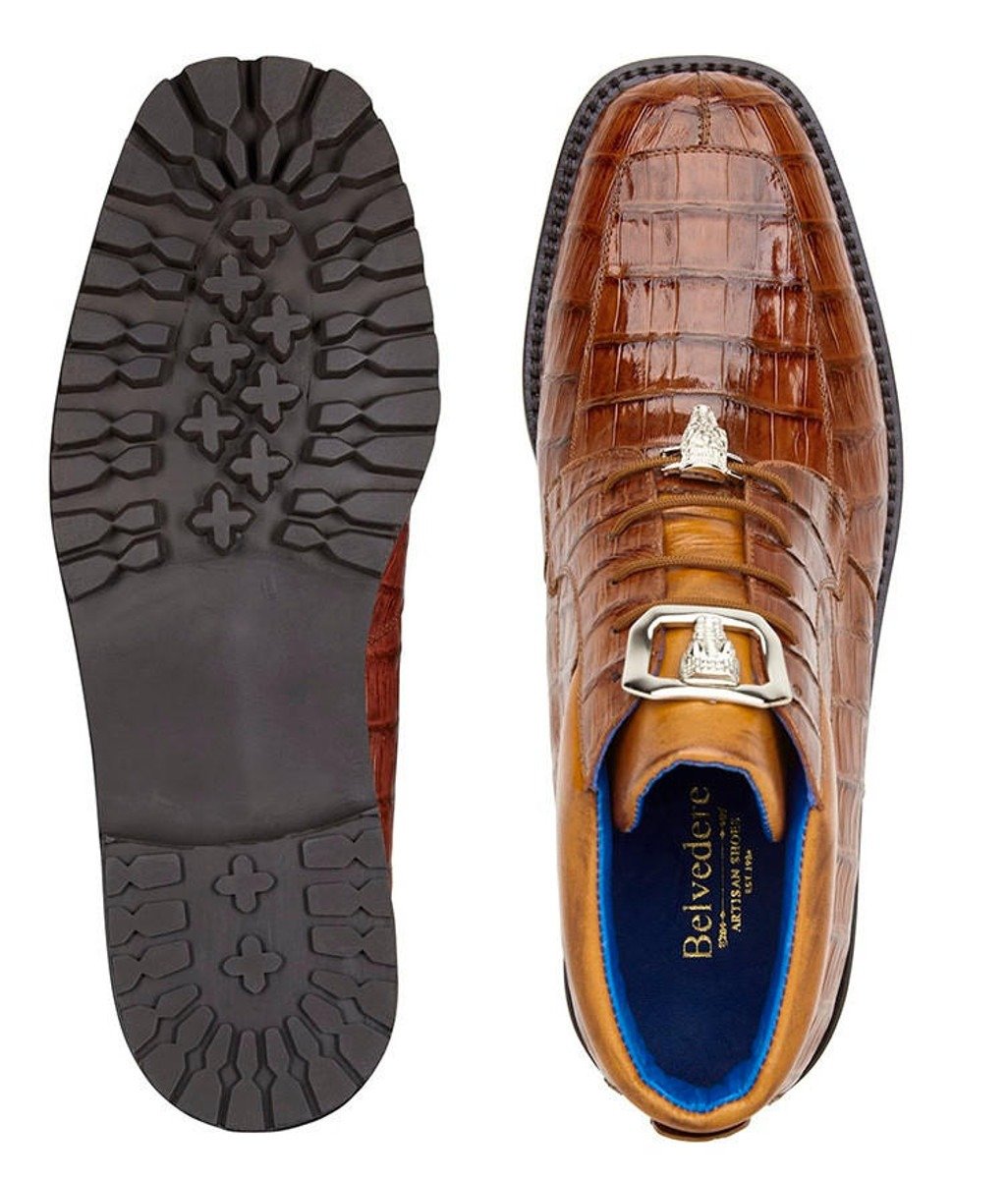 (Big Sale💥)Belvedere Mens Sport Tan Crocodile Ankle Boot Gallardo
