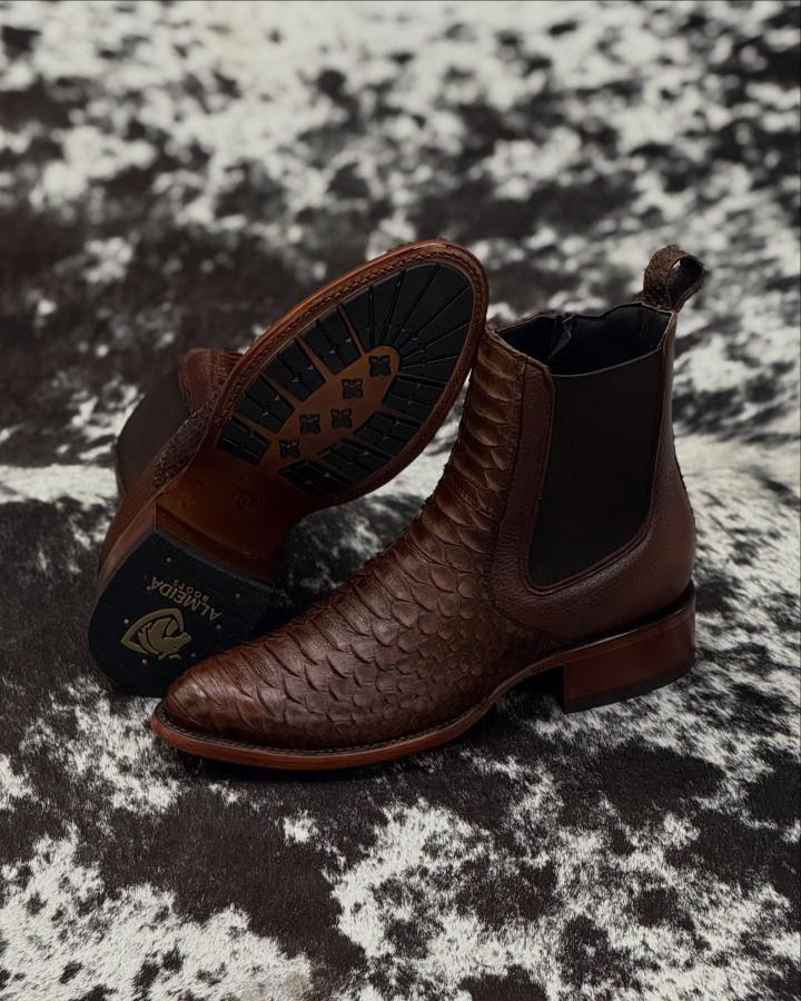 Python Glossy Western Cowboy Boots