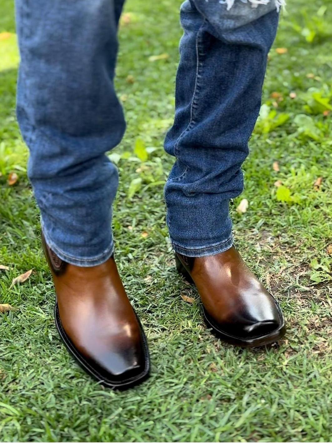 Denim Ankle Western Cowboy Boots