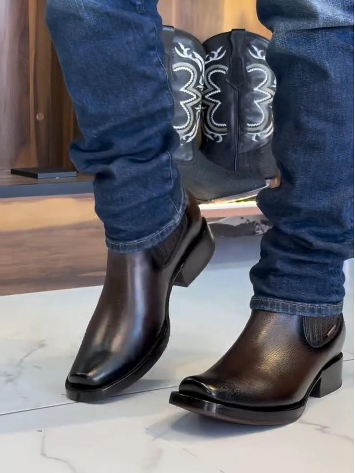 Denim Ankle Western Cowboy Boots