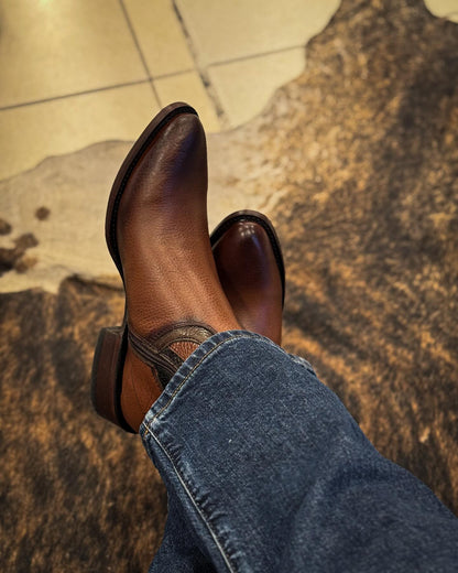 Casual Deerskin Western Cowboy Boots