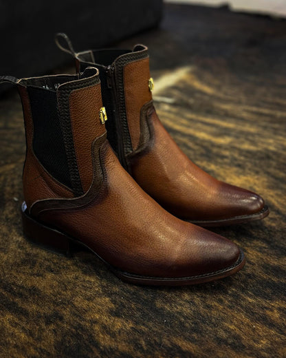 Casual Deerskin Western Cowboy Boots