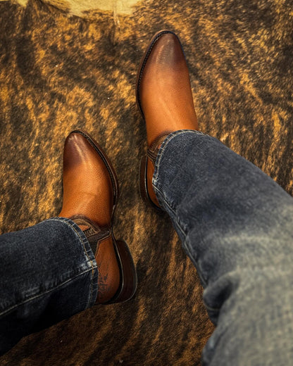 Casual Deerskin Western Cowboy Boots