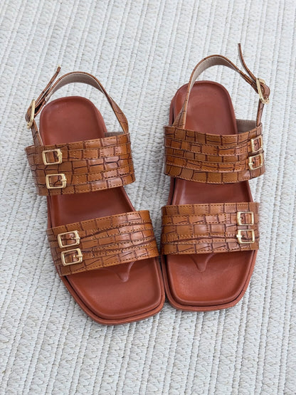 Women's Summer Leather Square Toe Sandals