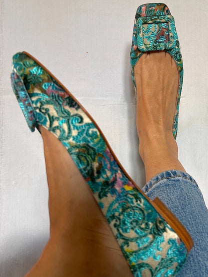 Black Brocade Patterned Ballet Shoes