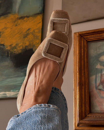 Velvet Rectangular Ballet Flats
