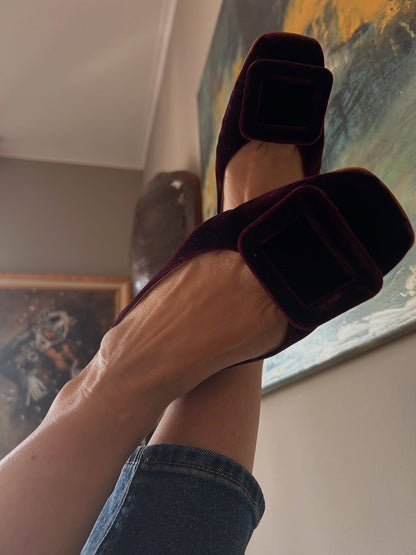 Velvet Rectangular Ballet Flats