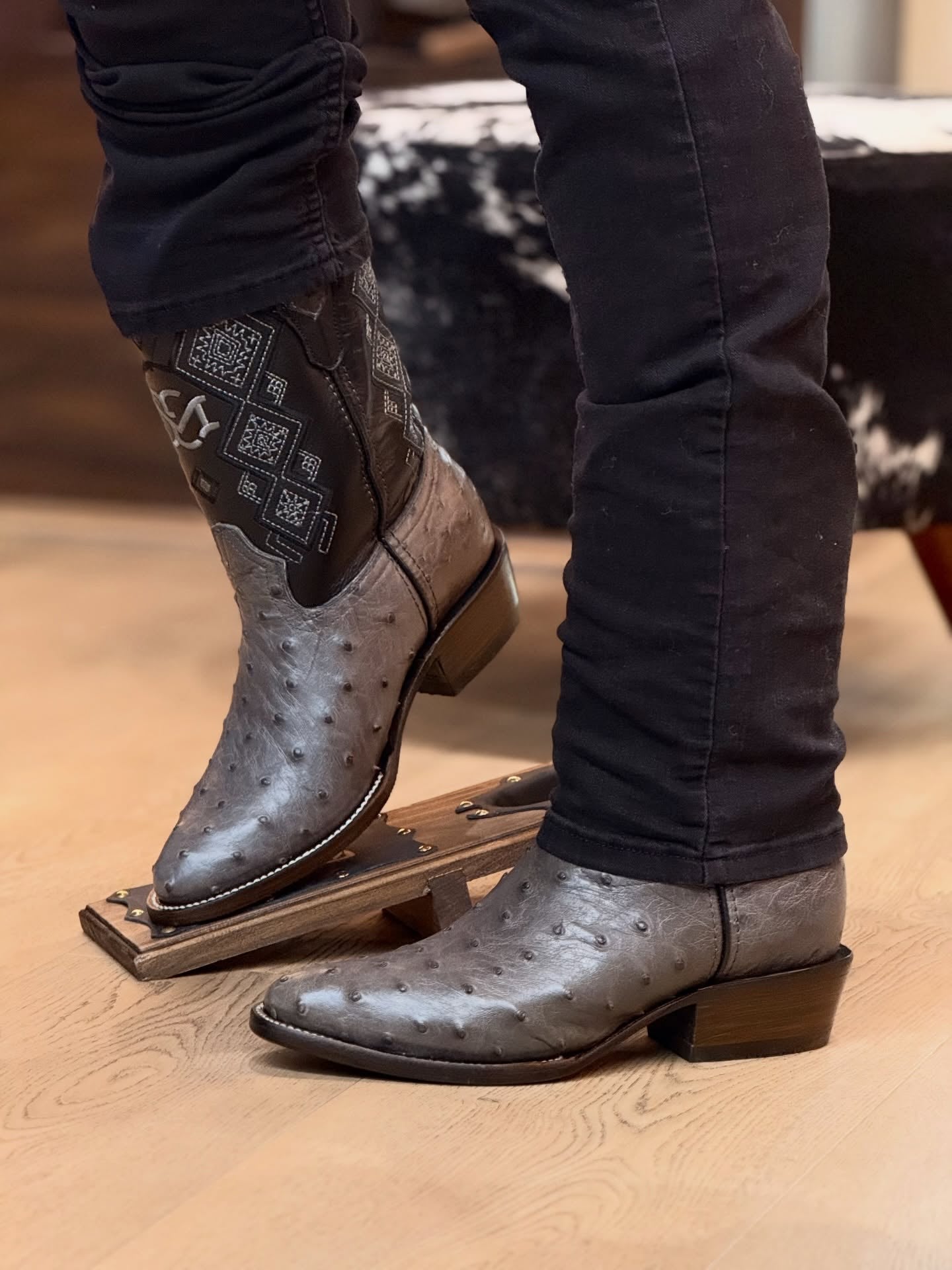 Premium Leather Oval Cowboy Boots