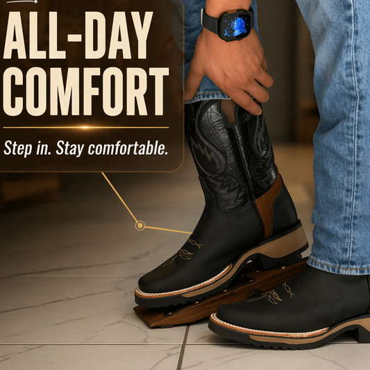 Mens Western Rodeo Cowboy Genuine Leather Square Toe Boots