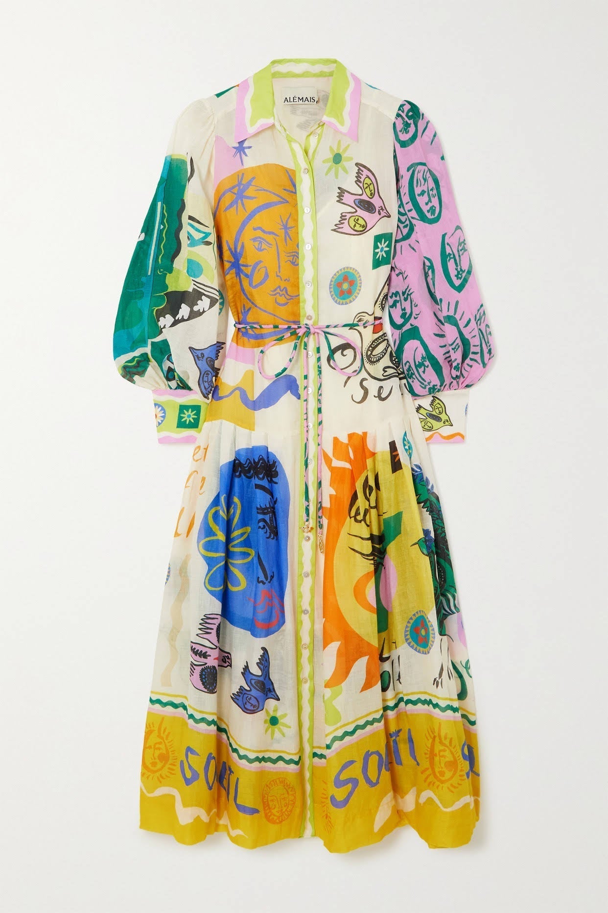 Patchwork Belted Midi Shirtdress