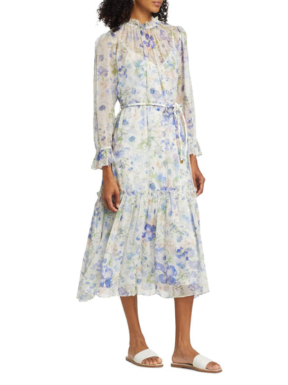 Natural Floral Print Midi Dress