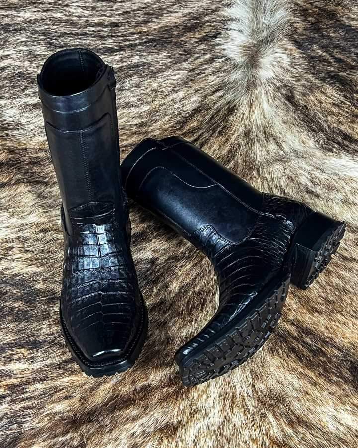 Handmade Crocodile Back Boots