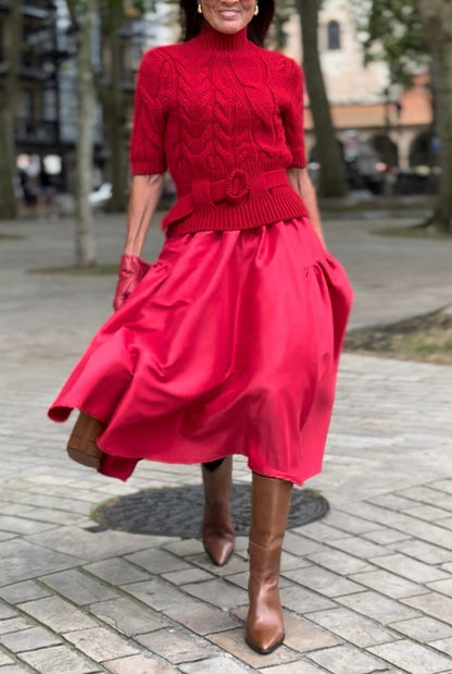 Red Sweater & Bloomer Skirt Sets