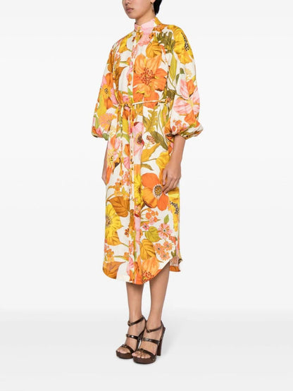 Silas Floral-Print Midi Dress