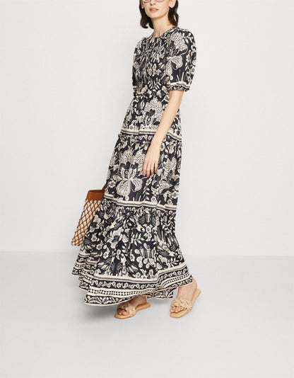 Crew Neck Floral Maxi Dress