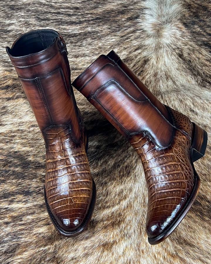 Handmade Crocodile Back Boots