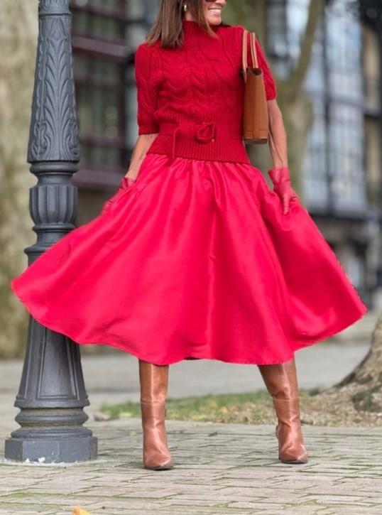 Red Sweater & Bloomer Skirt Sets