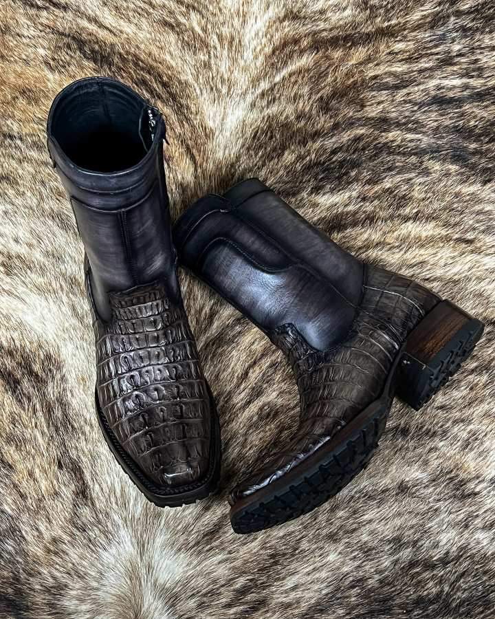 Handmade Crocodile Back Boots