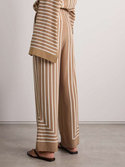 Striped Wide-leg Shirt&pants Set