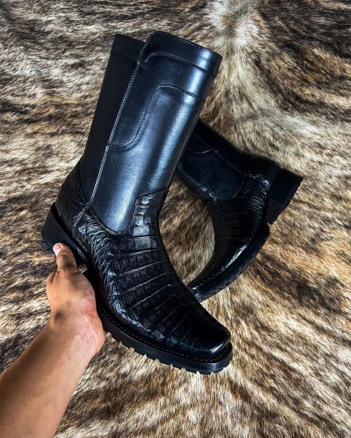 Handmade Crocodile Back Boots