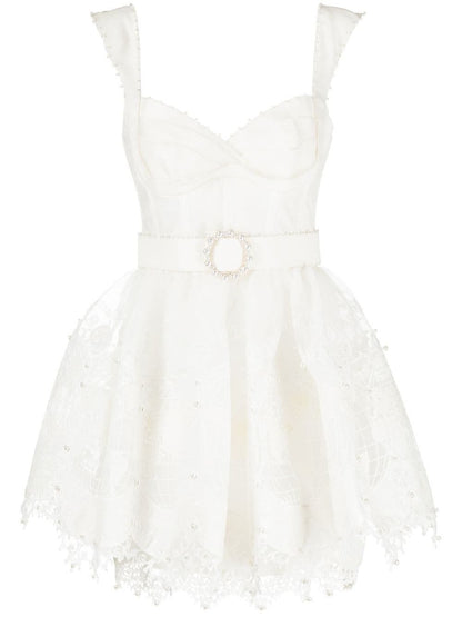 Ivory White High Tide Embroidered Mini Dress