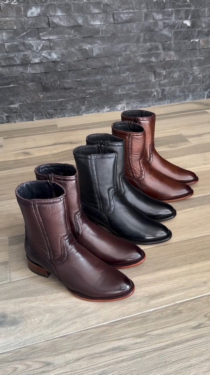 Exclusive Deerskin Oval Cowboy Boots