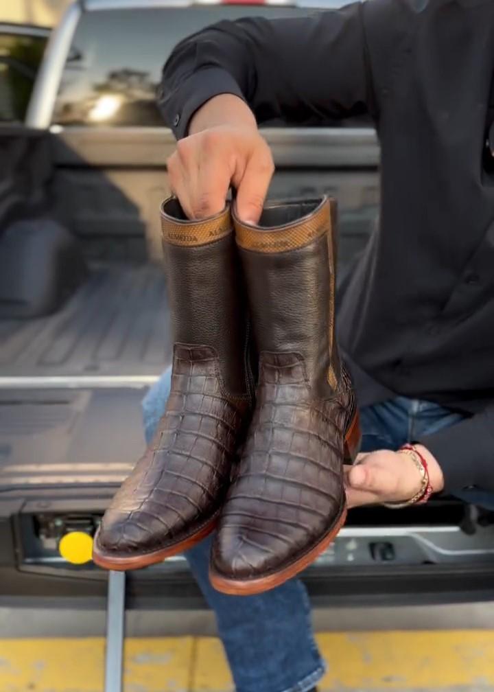 Original Crocodile Leather Cowboy Boots Brown