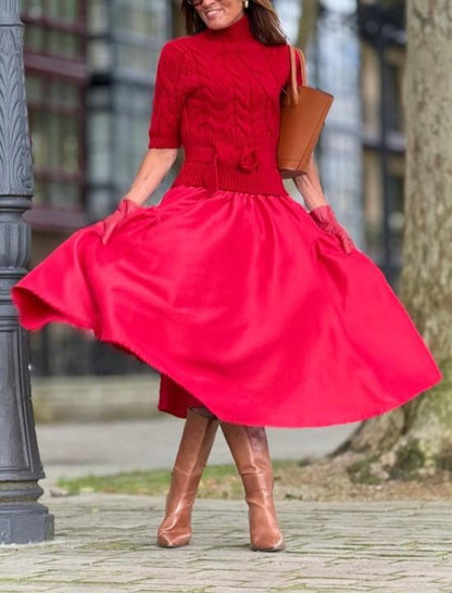 Red Sweater & Bloomer Skirt Sets