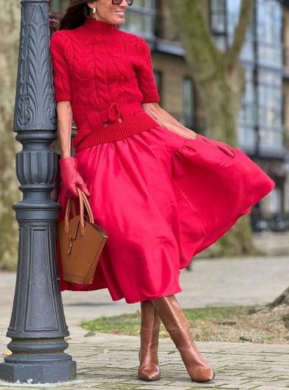 Red Sweater & Bloomer Skirt Sets