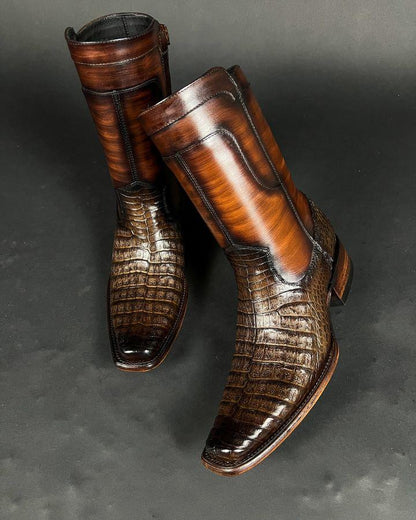 Handmade Crocodile Back Boots