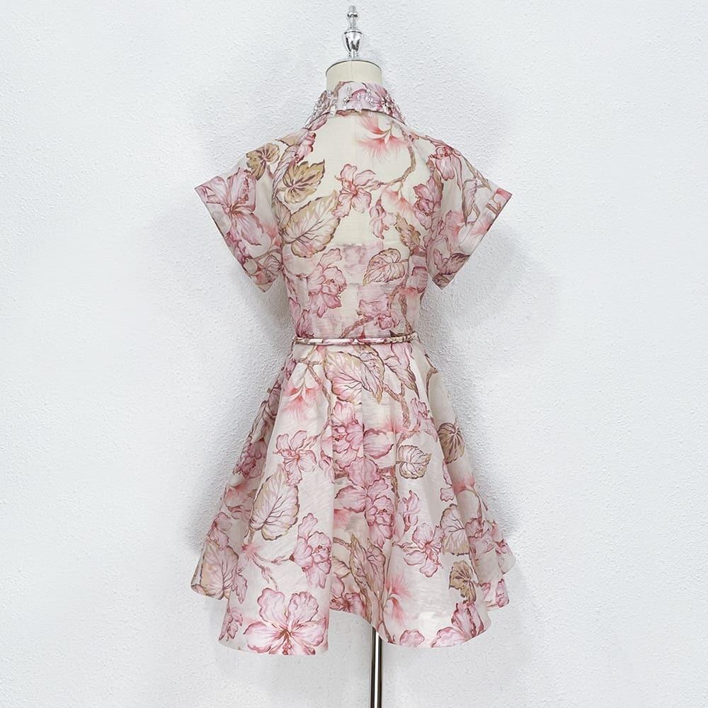 Neutral Pink Floral-Print Dress