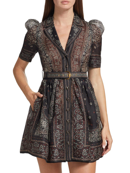 Black Paisley Shirt Dress