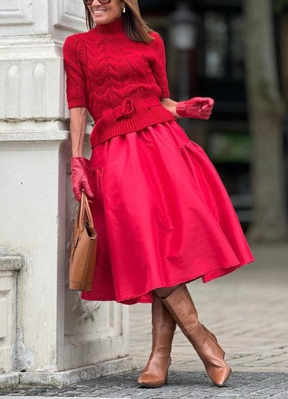 Red Sweater & Bloomer Skirt Sets