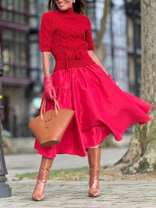 Red Sweater & Bloomer Skirt Sets